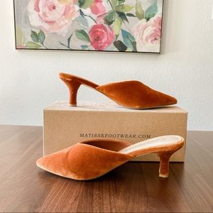 Ojai Pointed Toe Mule In Rust Velvet